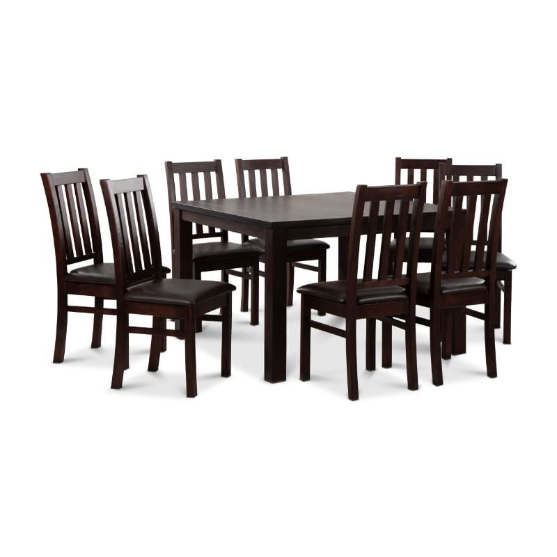 Cic - Comedor Ñuble Cuadrado 120X120 Cm Con 8 Sillas Chocolate-Negro