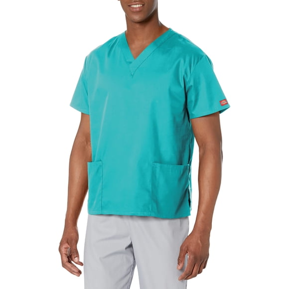 Scrub Top Dickies con cuello en V para hombre Galaxy Blue, talla XXL