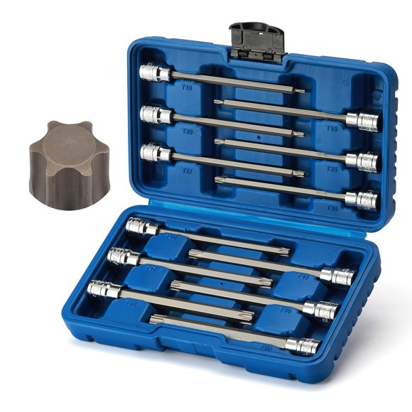 Juego de enchufes Mayouko, 12 unidades, 3/8 unidades, extralargas Torx Bit T10-T60