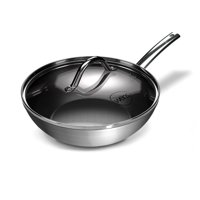 Wok Wens Hard Anodized 28Cm Acero Inoxidable Tapa De Vidrio