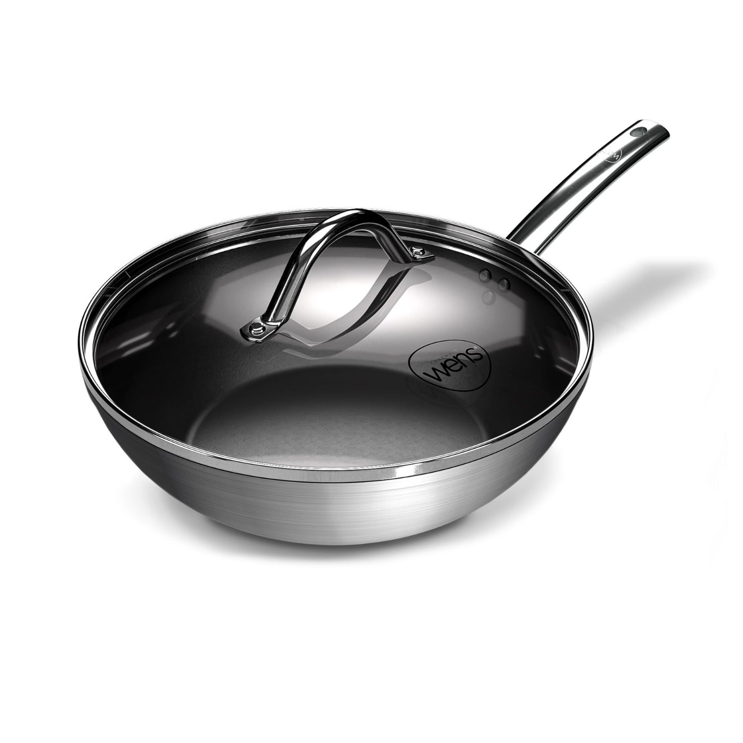 Wok Wens Hard Anodized 28cm Acero Inoxidable Tapa De Vidrio