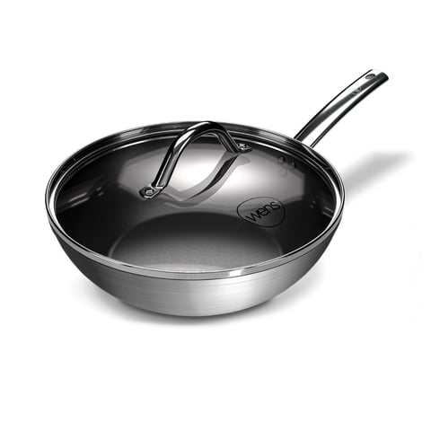 Wok Wens Hard Anodized 28Cm Acero Inoxidable Tapa De Vidrio