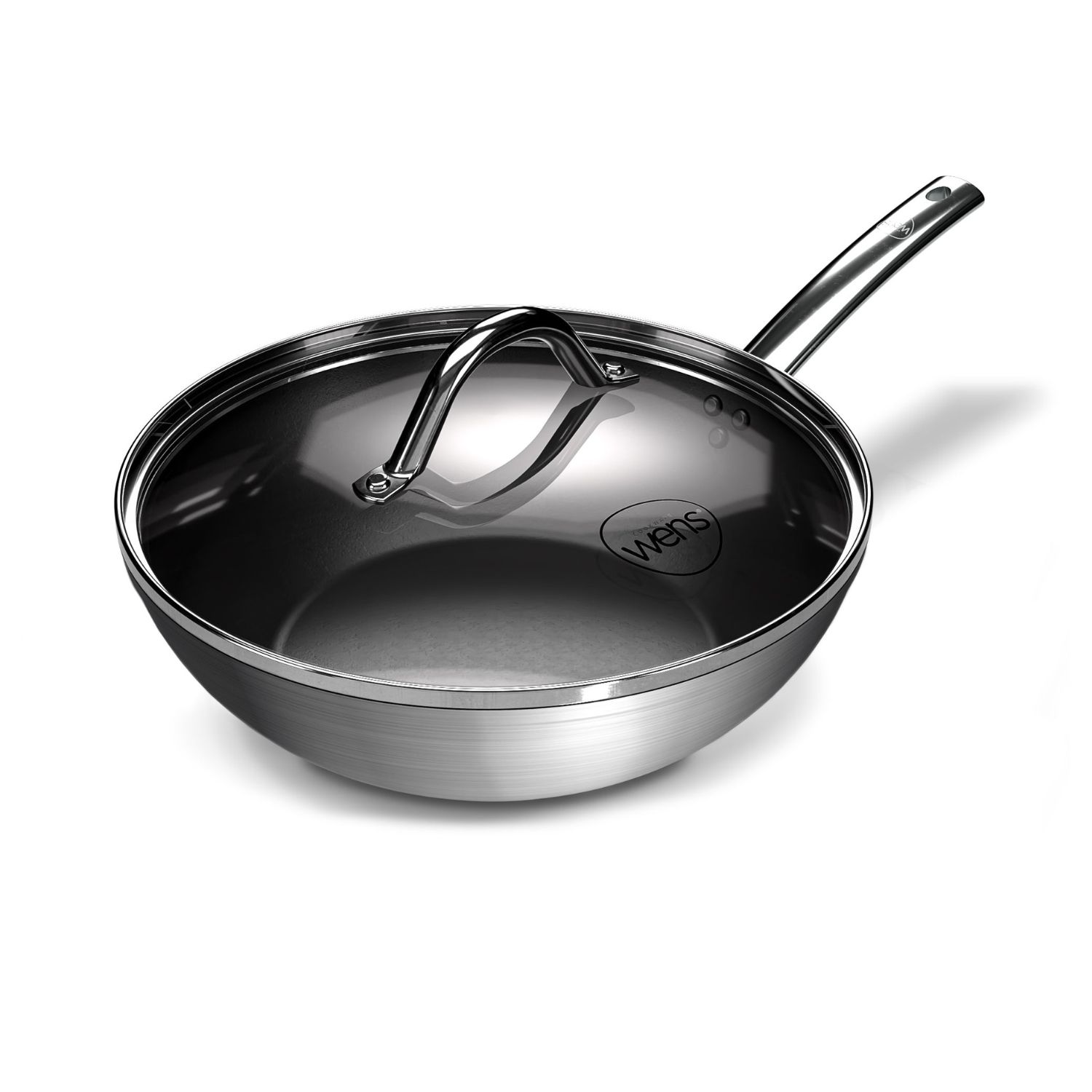 Wok Wens Hard Anodized 28Cm Acero Inoxidable Tapa De Vidrio