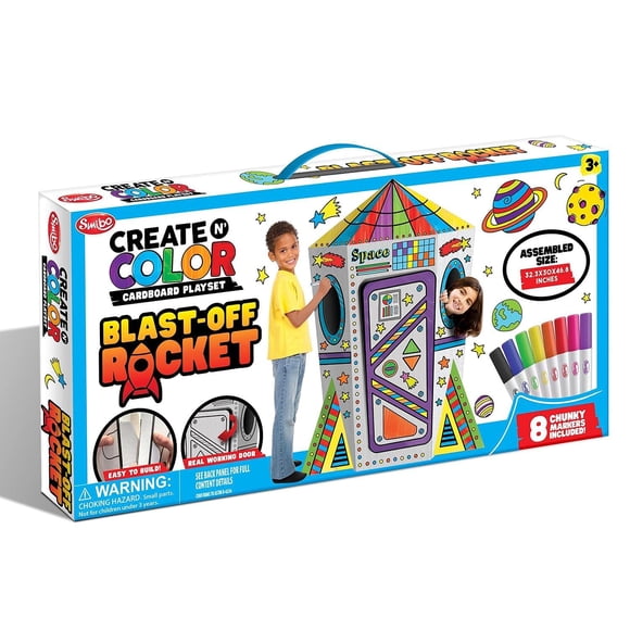 Set de juego Cardboard Blast-Off Rocket Anker Play Crea y colorea