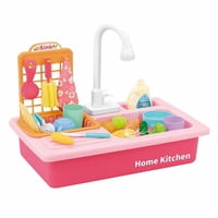 Genérico - Set Lavaplatos Juguete Con Agua Rosado