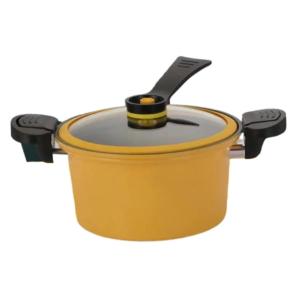 Olla de cocción lenta para cocina, olla a presión con Base fácil de limpiar y eficiente en energía, olla para sopa de 3,5 L para té, comida, sopa, cer amarillo