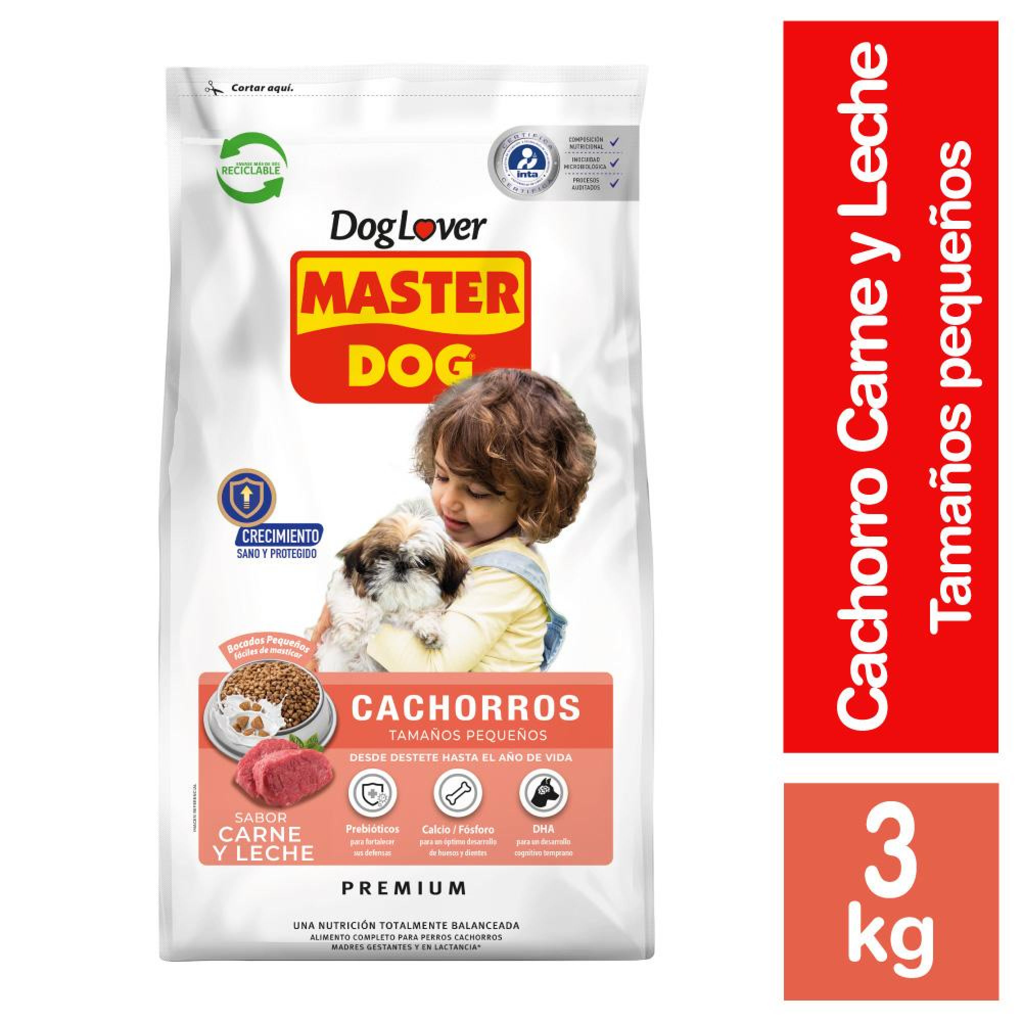 Alimento Seco Cachorro Raza Pequeña Carne Y Leche Bolsa 3 Kg Master Dog