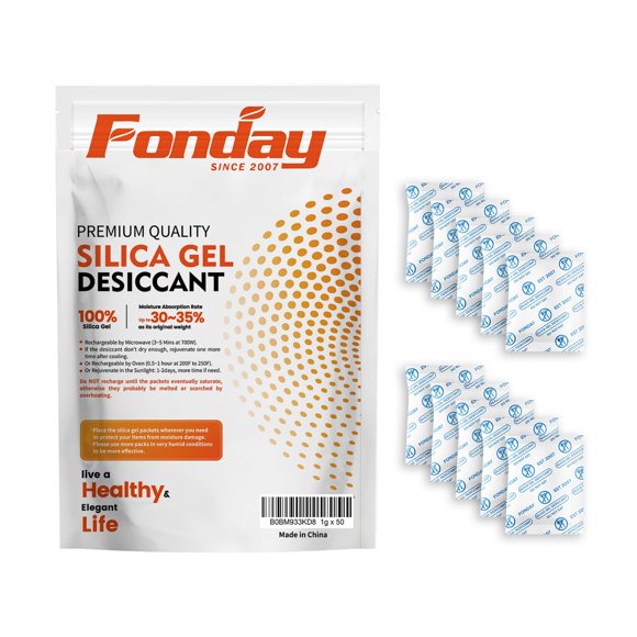Paquetes desecantes de gel de sílice, 1 g, 50 unidades, aptos para uso alimentario Fonday