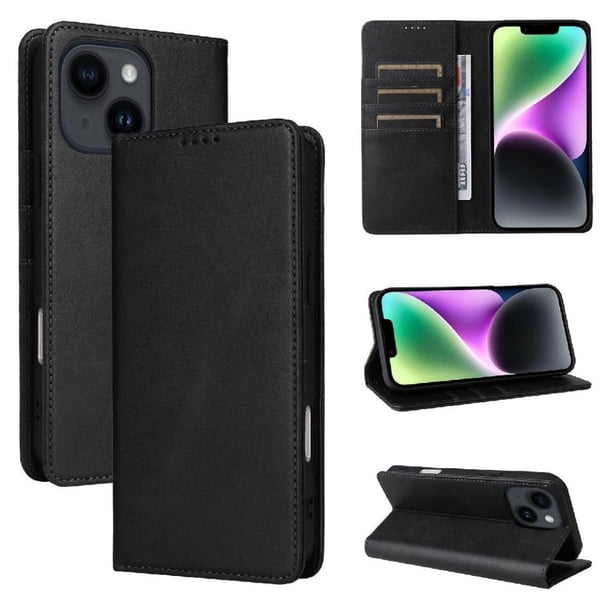 Funda Cartera para iPhone 14 con Ranuras Tarjetas y Soporte - Protección Completa Negro