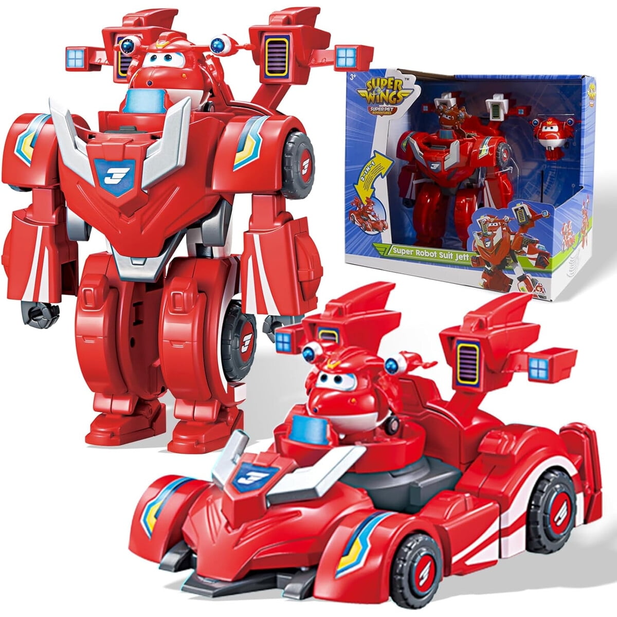 Alpha Group - Juguete Transformable Super Wings Jett Robot Y Auto 2 En 1