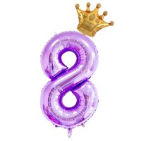 Set De Globos Grnsce Con Forma De Corona Número 8, Color Morado, 40 Cm, Para Cumpleaños Número 8
