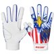 thumbnail image 1 of Guantes de Bateo Hushe' Adulto Talla Pequeña de Cuero de Oveja con Bandera de EE. UU., 1 of 7