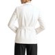 thumbnail image 3 of Blazer de Mujer de Pecho Simple INSPIRE CHIC con Solapa de Muesca, Mangas Largas, Chaqueta de Traje de Trabajo con Cinturón, Mediana, Blanca, 3 of 6