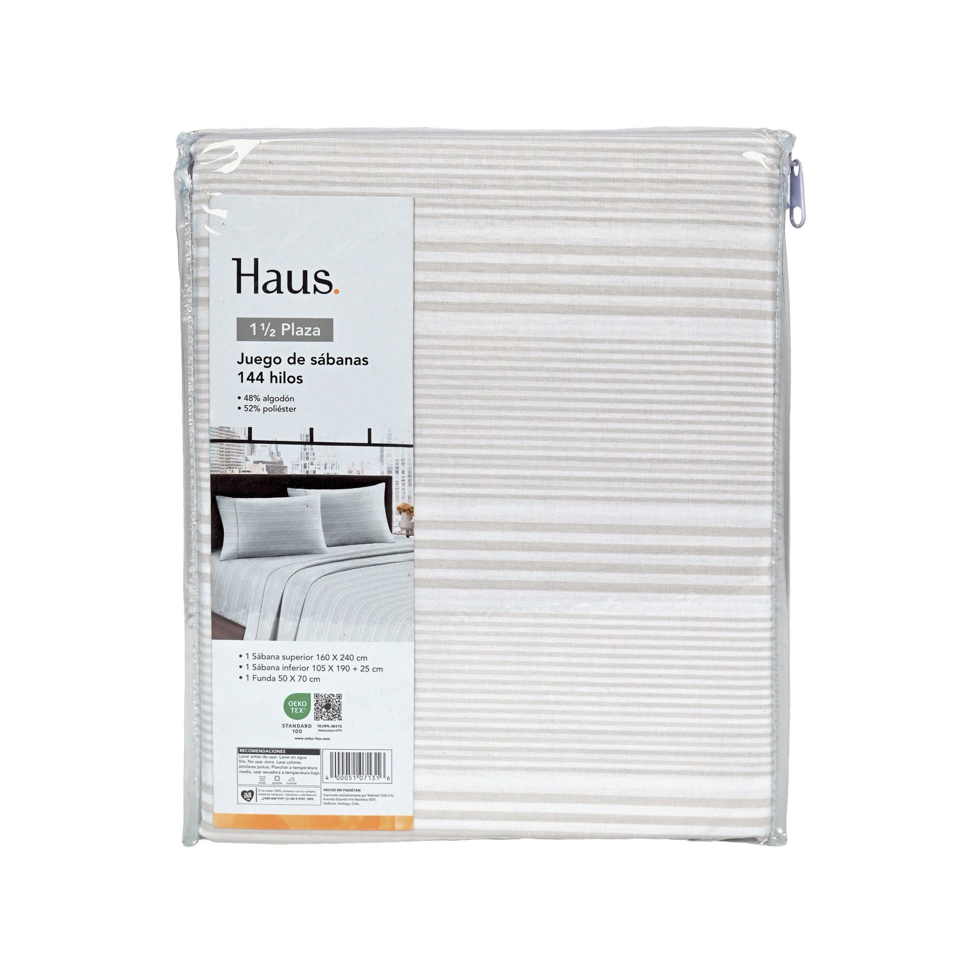 Haus - Juego De Sábanas 1.5 Plaza 144 Hilos Poliester