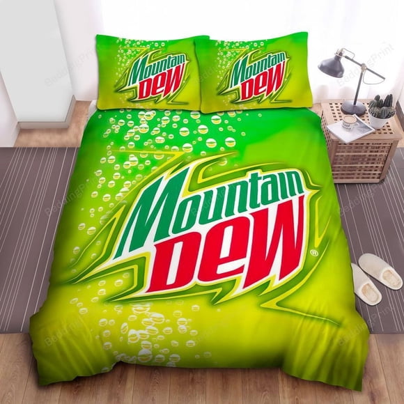 Mountain Dew Logo Diving Quilt Duvet Cover Set Bedspread Home Textiles Soft3-Piece Bedding Set