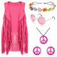 thumbnail image 1 of Set de disfraces FunMuLAR de los años 60 y 70 para mujer hippie (rosa, M), 1 of 6