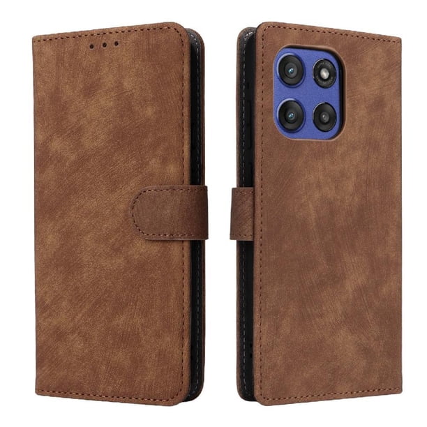 Funda Billetera para Motorola Moto G Stylus 5G 2025 con Soporte - Cartera de Cuero con Ranuras Marrón