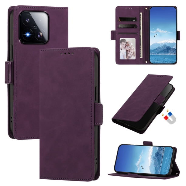 Funda Billetera Delgada para Xiaomi 17 Max con Ranuras y Soporte Morado oscuro
