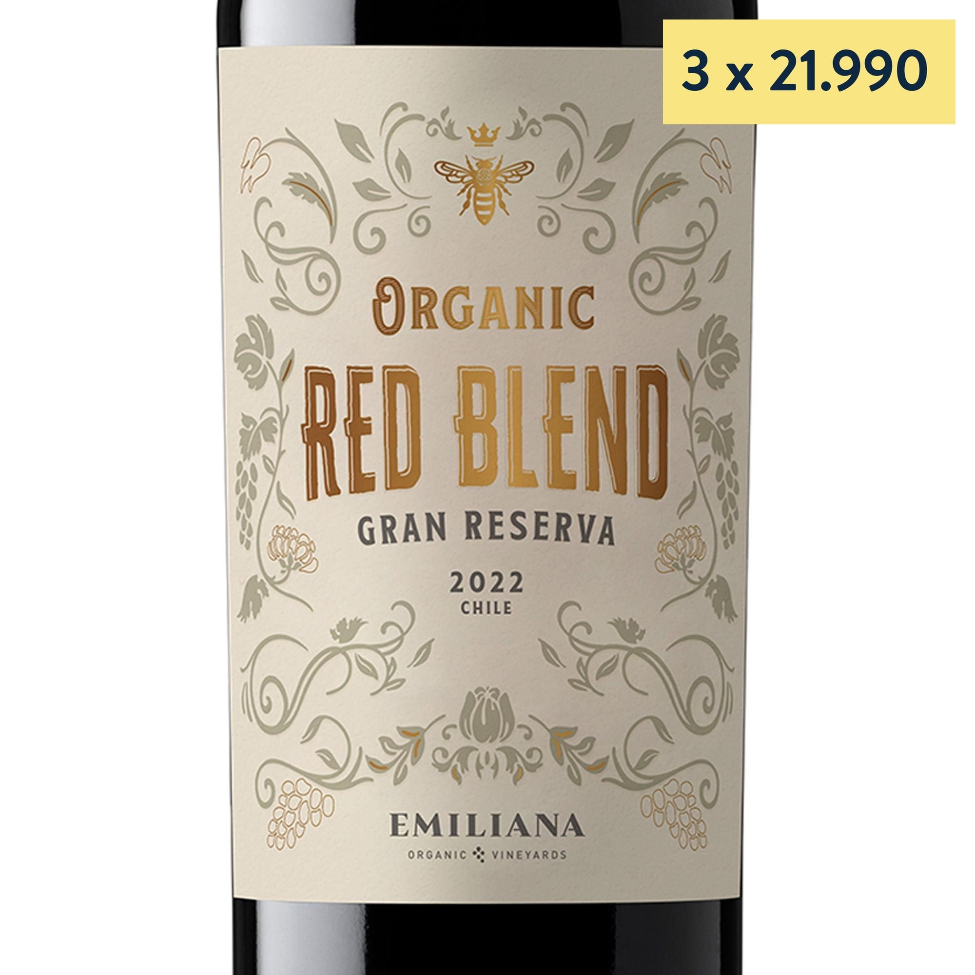 Vino Tinto Red Blend Gran Reserva 13.9° Botella 750 ml Viñedos Emiliana