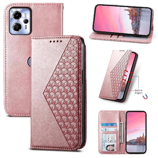 Funda Flip FOXDOCK para Motorola Moto G13 , Estilo Billetera con Diseño Rombo, Correa de Mano y Soporte, Uso Diario