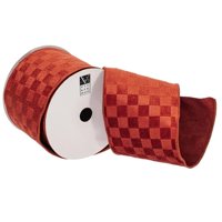 Cinta Vickerman Satinada A Cuadros De Terciopelo Naranja Bruñido, 4 Cm