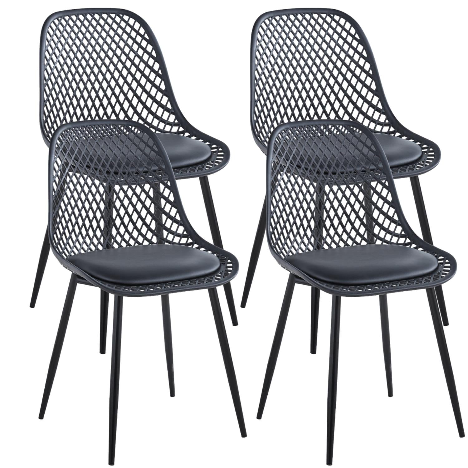 Pandalino - Pack 4 Sillas Grillet Negras | Resistentes Y Cómodas | Comedor/living