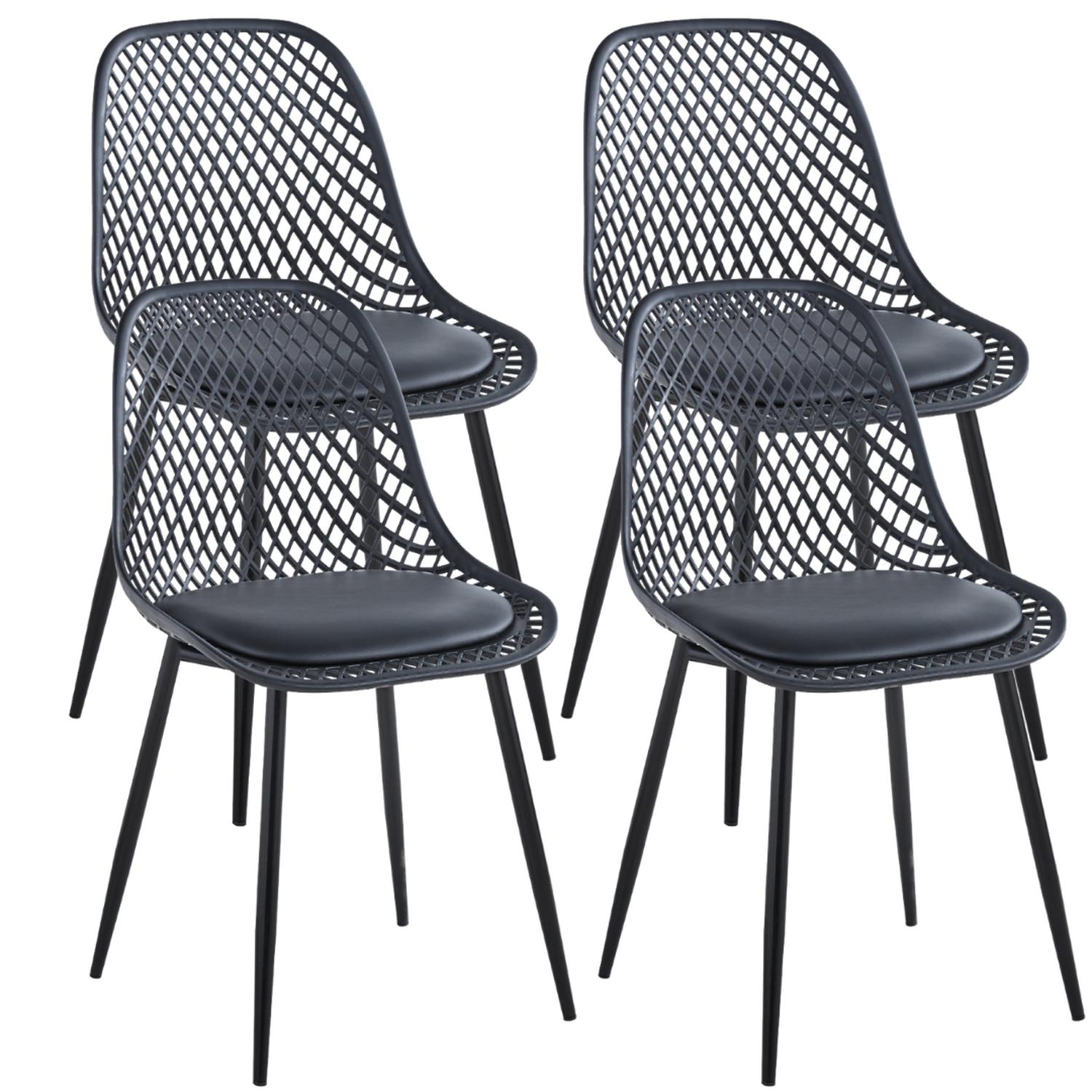 Pandalino - Pack 4 Sillas Grillet Negras | Resistentes Y Cómodas | Comedor/Living