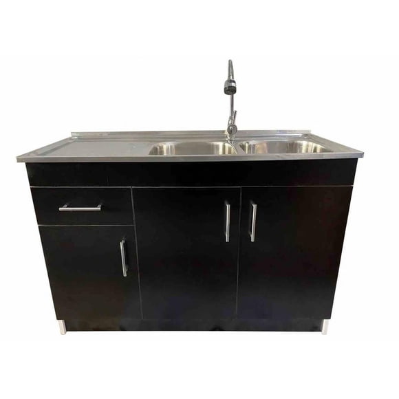 Kit Lavaplatos con mueble 120x50 Doble Negro Secador Izquierdo