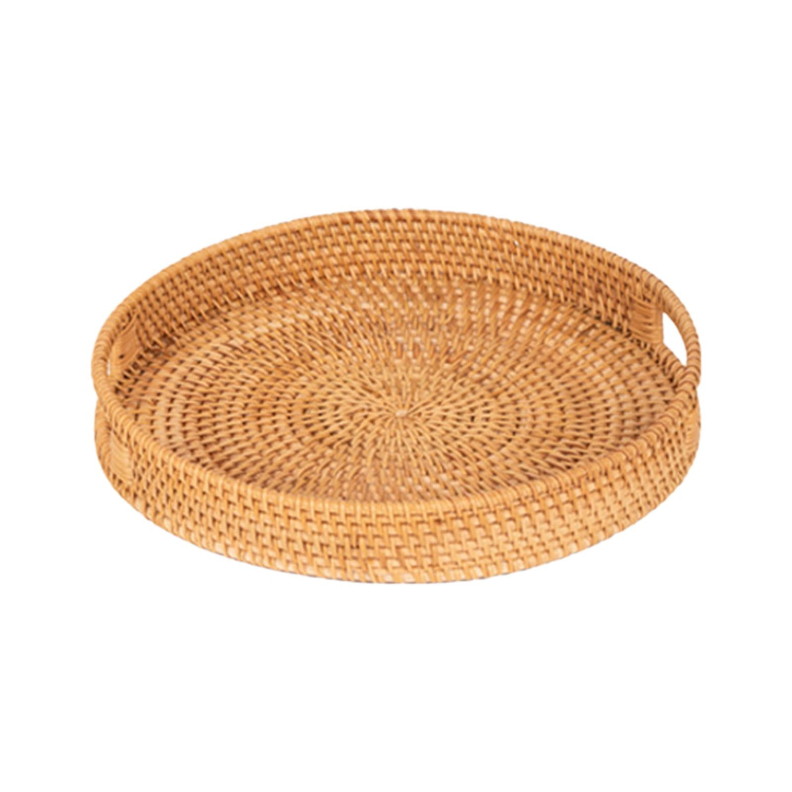 Bothyi - Bandeja De Mimbre Para Servir Regalos, Cesta De Almacenamiento De Mimbre Para Postre, Desayuno, Aperitivos, 35cm