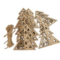 Magideal - 10X Rodajas De Madera Navideñas, Recortes De Madera Sin Terminar Con Cuerda, Decoración Navideña Para Álbumes De Recortes, Pintura, Proyectos Artesana Árbol De Navidad