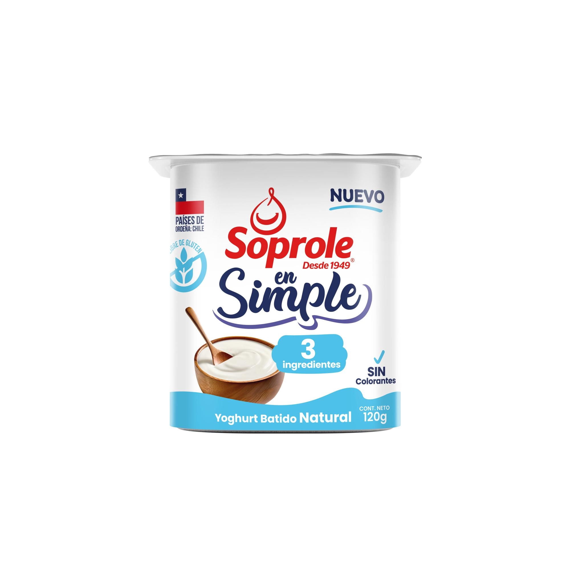Yoghurt En Simple 3 Ingredientes Natural 120 g Soprole