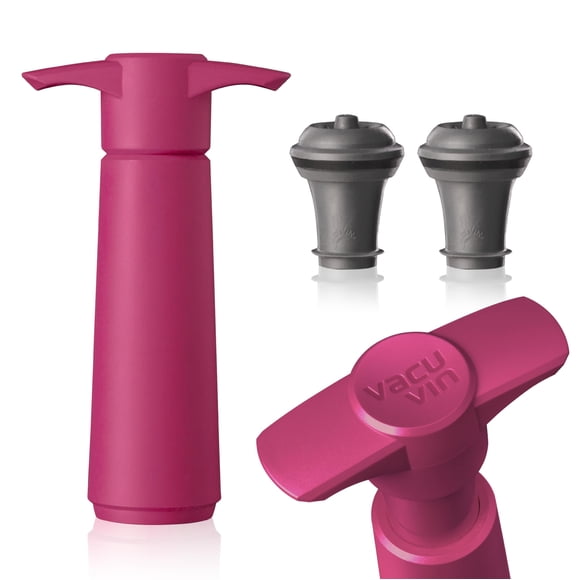 Bomba Vacu Vin para Vino Rosa con Tapón al Vacío - Mantén tu Vino Fresco hasta 10 Días - 1 Bomba y 2 Tapones Reutilizables - Hecho en Países Bajos