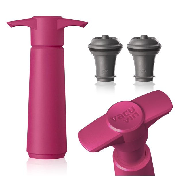 Bomba Vacu Vin para Vino Rosa con Tapón al Vacío - Mantén tu Vino Fresco hasta 10 Días - 1 Bomba y 2 Tapones Reutilizables - Hecho en Países Bajos
