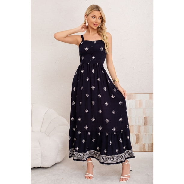 Maxi Vestido Mujer Largo Holgado Pabilos Estampado 3360