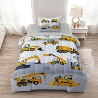 Milsleep - 4-Pcs Construcción Twin Size Boys Bedding Set, Kids Comforter Set For Teens
