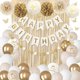 thumbnail image 3 of Decoración de cumpleaños blanca y dorada para mujeres y niñas con globos, 3 of 3