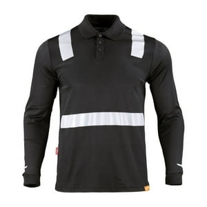 T-World - Polera Polo Hibrida Cinta Reflectante Manga Larga Negro