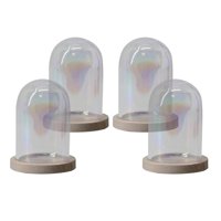 Bothyi - 4 Piezas De Vidrio Cloche Dome Clear Holder Tabletop Ornament Mini Bell Jar Dome Light Brown