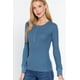 thumbnail image 4 of Saronite Camiseta Térmica de Manga Larga con Cuello Henley de Algodón Acanalado Básico, Azul Acero (para Mujer), 4 of 4