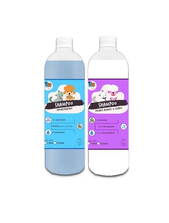 Mascokits - Pack Shampoo Para Perro Hipoalergénico + Pelaje Blanco 1 Lt