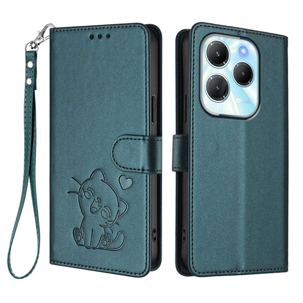 Infinix HOT 40 4G Funda Billetera con Ranuras para Tarjetas, Verde Oscuro