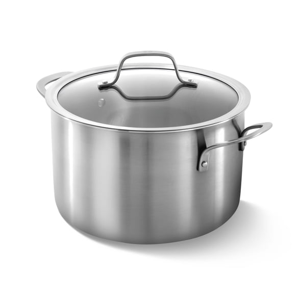 Juego de utensilios de cocina Calphalon de acero inoxidable cepillado de 3 capas, 6 L