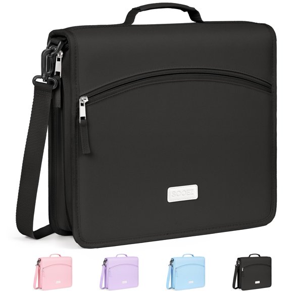 Carpeta Sooez de 2 pulgadas, 3 anillas, correa de hombro – Negra