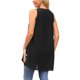 thumbnail image 3 of INSPIRE CHIC Blusa sin mangas de gasa casual de mujer para el regreso a clases, camiseta suelta asimétrica de cuello redondo, parte superior de verano, XL, negro, 3 of 6