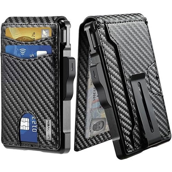 Billetera Para Hombre Delgada De Piel Con Bloqueo Rfid