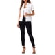 thumbnail image 2 of INSPIRE CHIC Chaqueta de Mezclilla de Regreso a Clases para Mujer Camisa de Jean con Botones y Cuello de Manga Corta Blanca M, 2 of 6