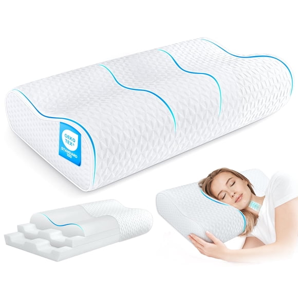 Almohada cervical Zibroges King de espuma viscoelástica refrigerante – color blanco