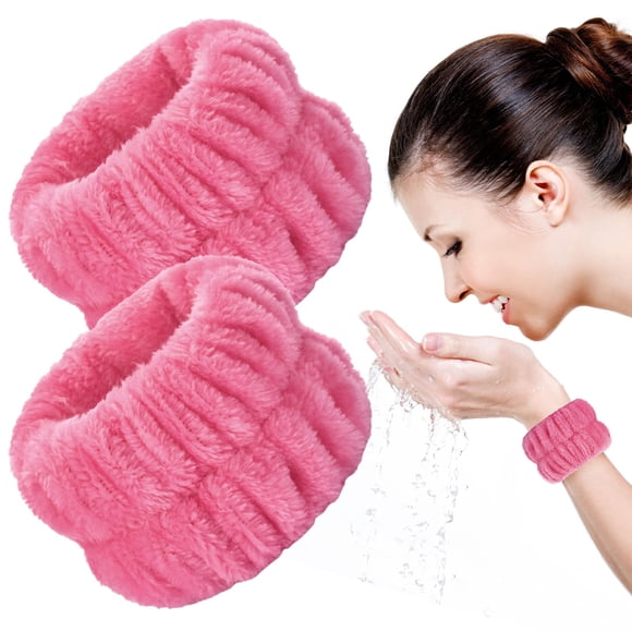Pulseras para lavar la cara entre forro polar coral, 2 unidades
