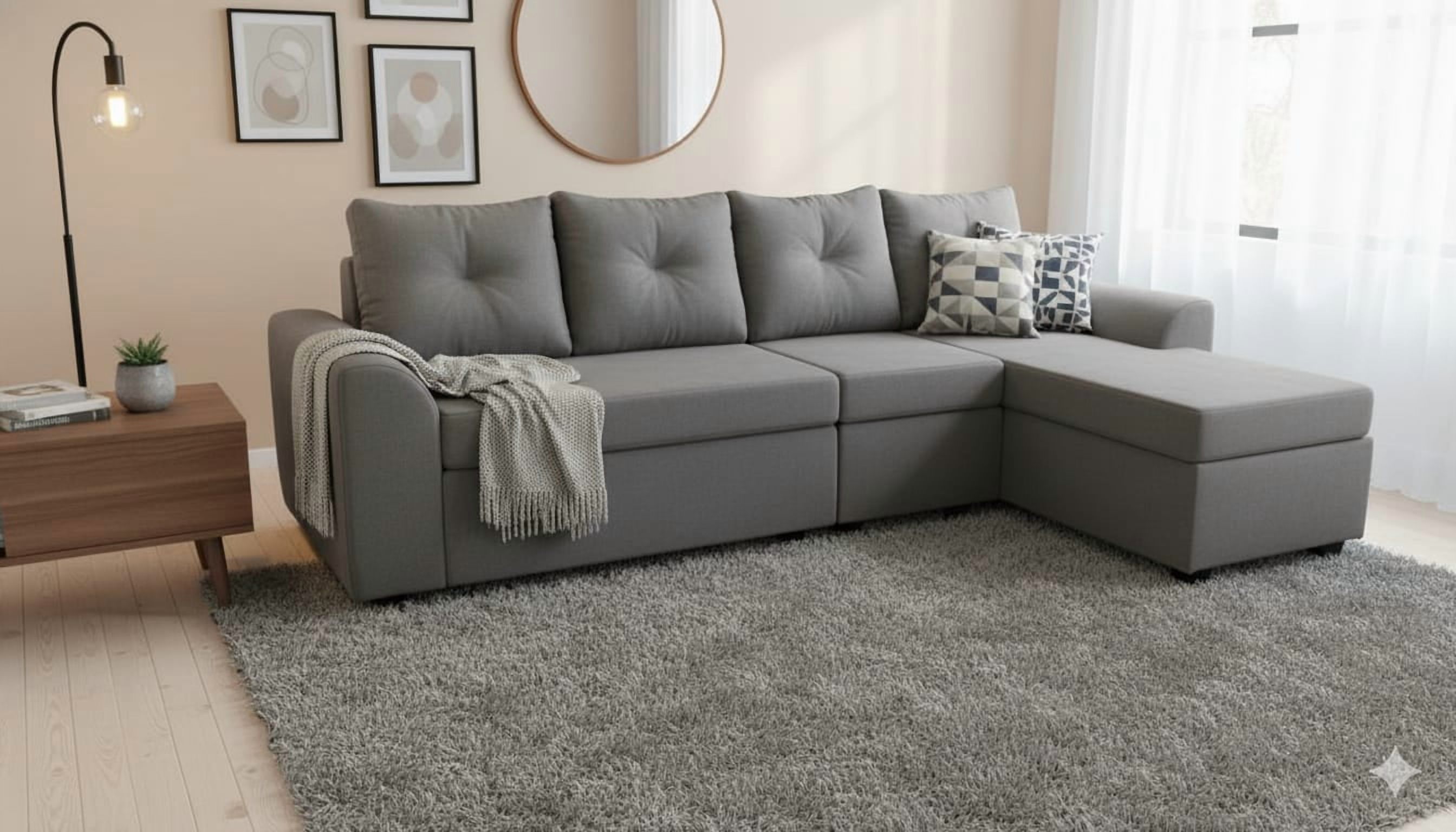 Deco Outlet Gm - Seccional Modular Bruselas 4.1 Felpa Gris