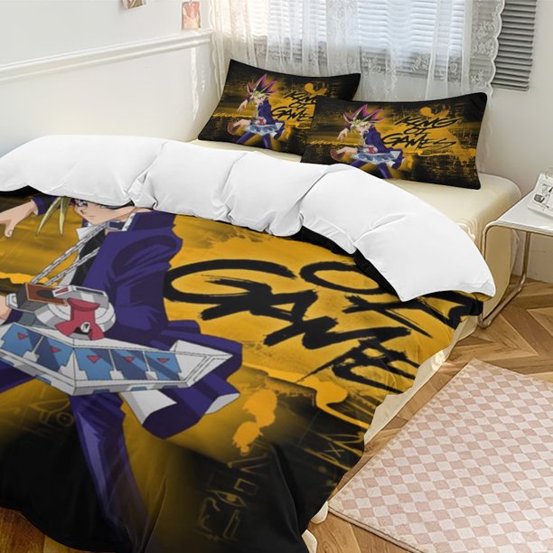 Yu-Gi-Oh 3-Piece Bedding Set Warm And Comfortable Soft Duvet Cover Bed Set for Boys Girls Kids Adult Bedroom All Season